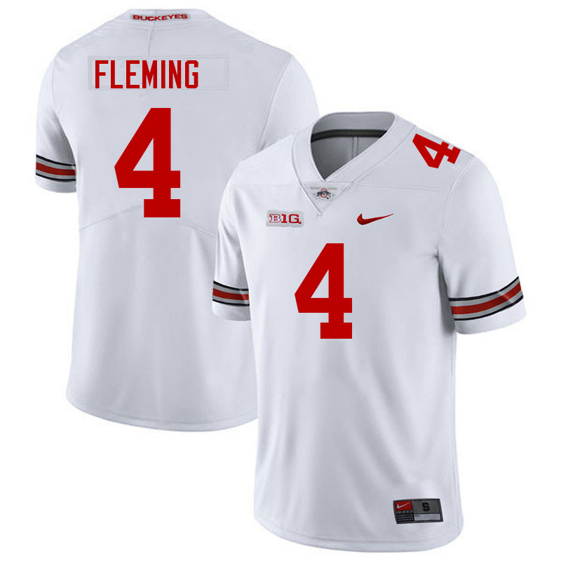 #4 Julian Fleming Ohio State Buckeyes Jerseys Football Stitched-White